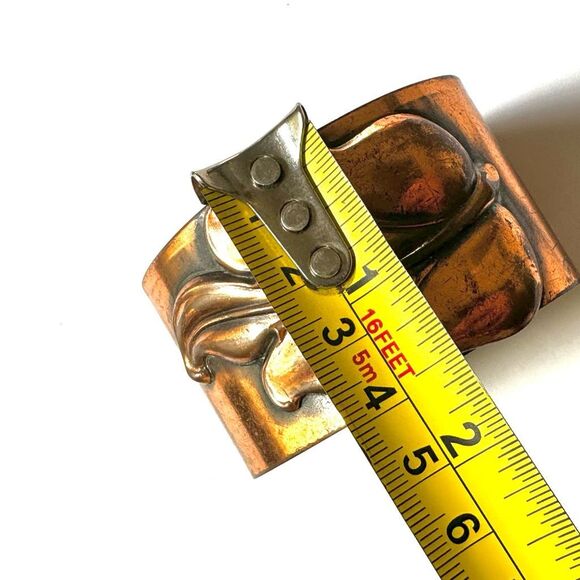 Copper leaf wide cuff bracelet - Picture 6 of 9